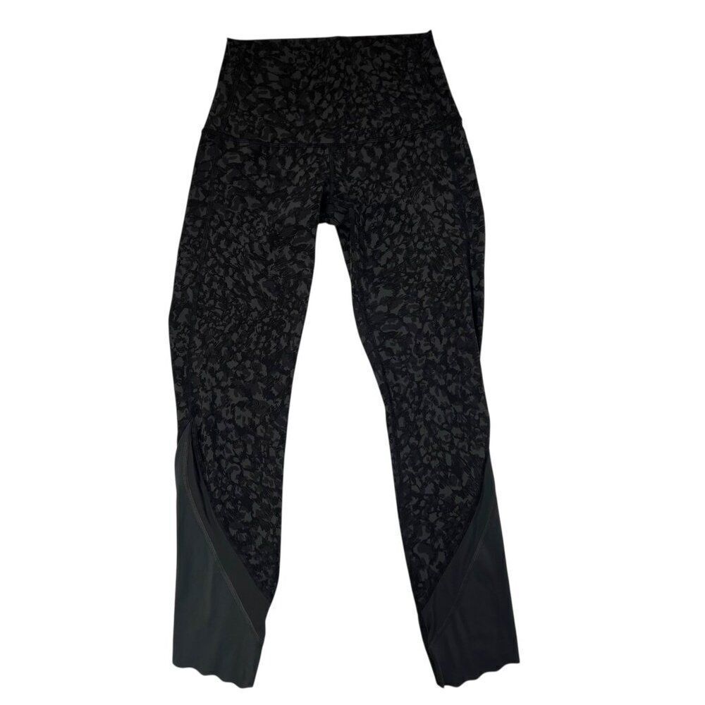 Lululemon Wunder Under Crop High Rise Scallop Hem Leggings Black Size 4